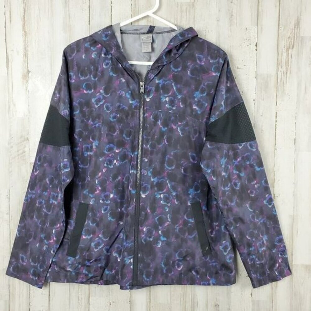 Champion Floral Zip Up Windbreaker Jacket Purple Size Large